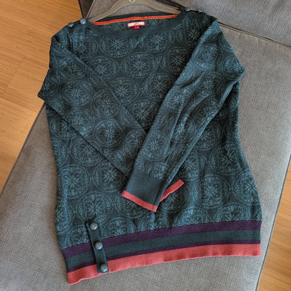 Green Patterned Pullover Sweater / Joe Browns / UK 12 (US 8)